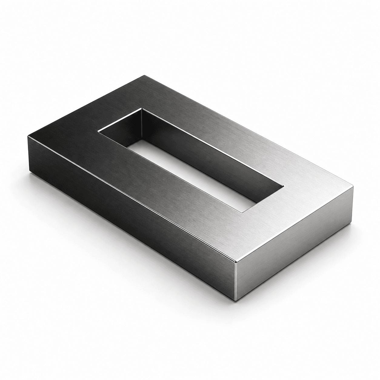 Metallisk rektangulær ramme som illustrerer glassOS.